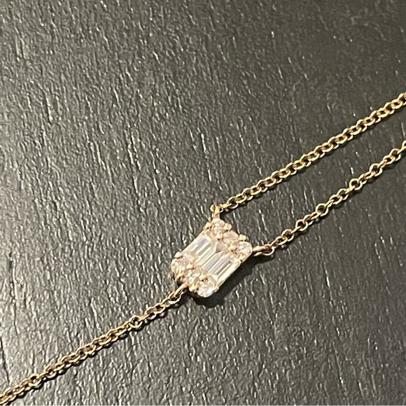 ⭐️14K Rose Gold⭐️Diamond Lariat Necklace - Picture 7 of 12